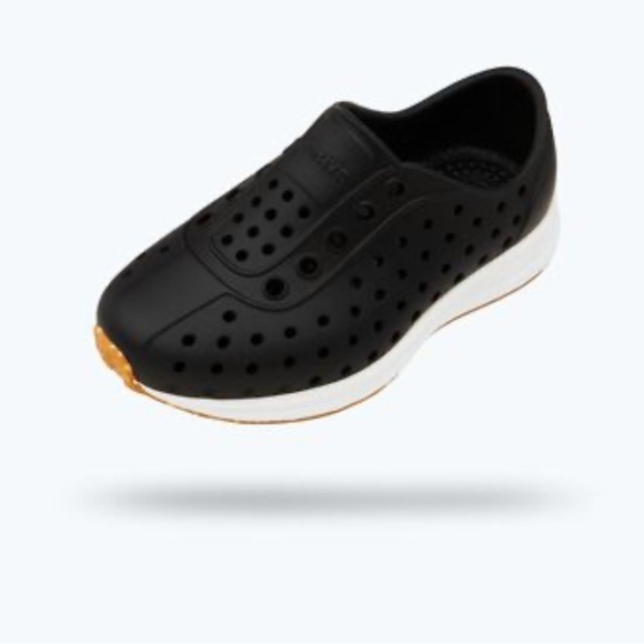 Black Perforated Water Shoes with Gum Outsole - Picture 2 of 12